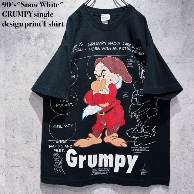 90's"Snow White"GRUMPY single design print T shirt
