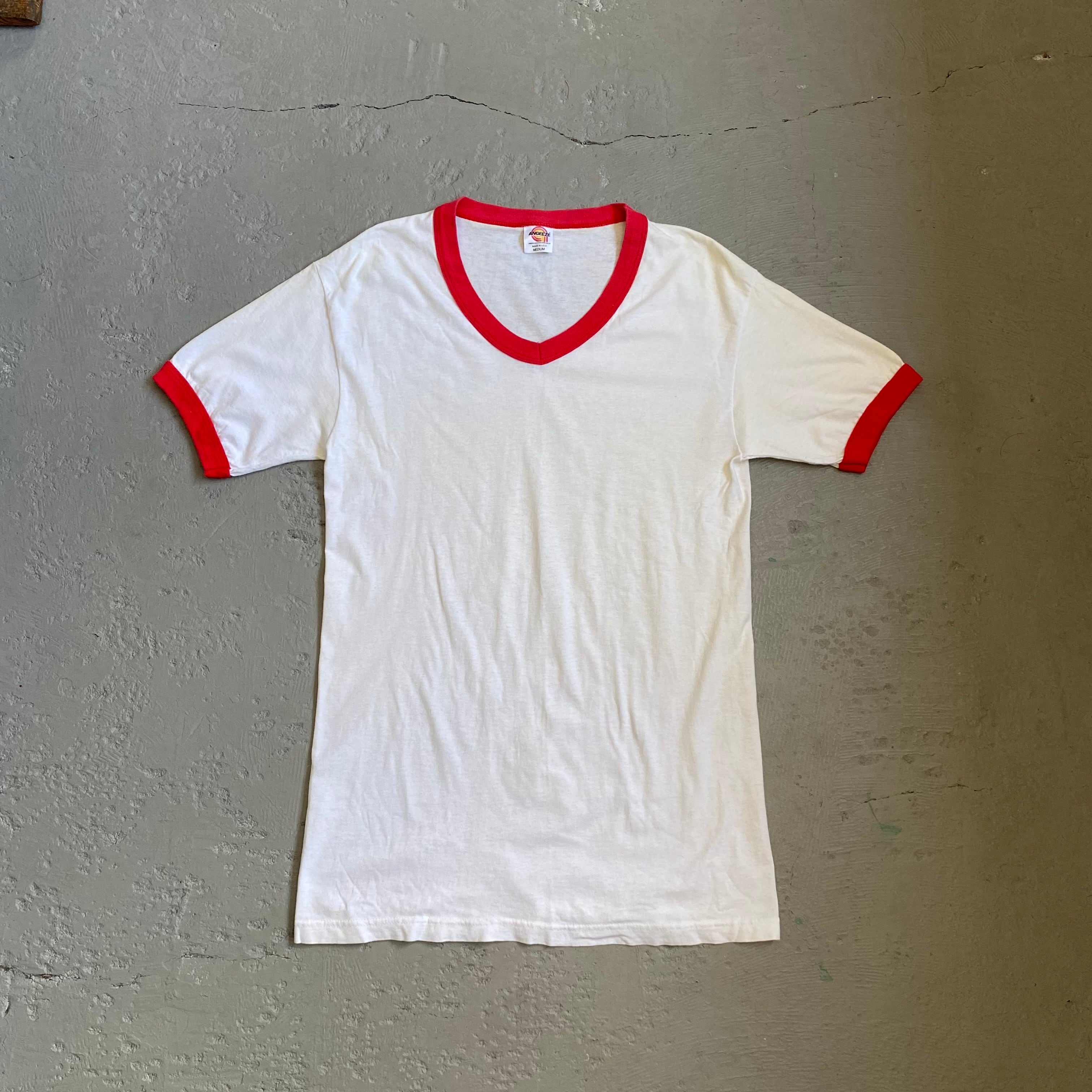 90s 無地リンガーTシャツ M USA製 ホワイト×レッド | 東京準備室