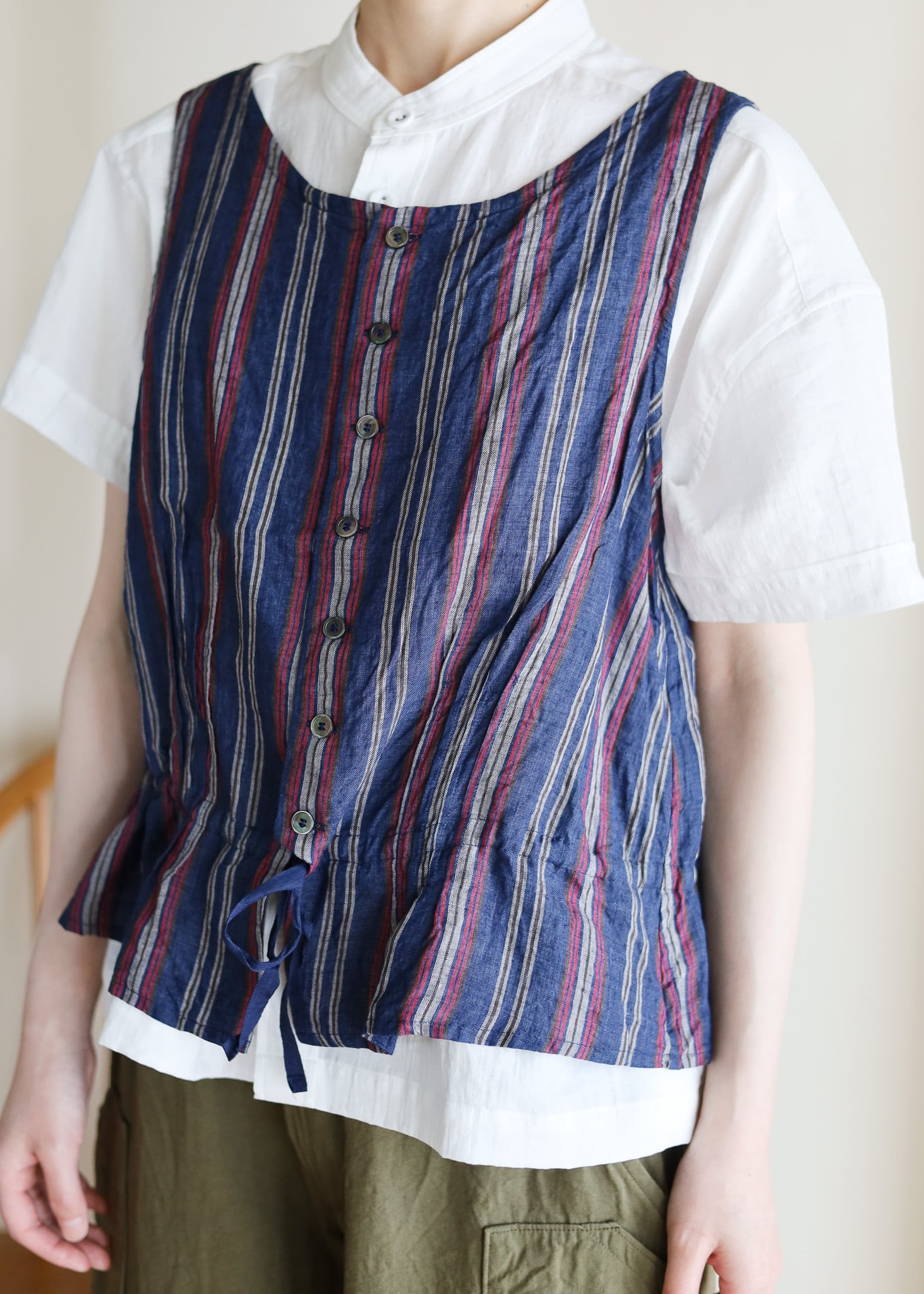 Vlas Blomme - Vintage Stripe ビスチェ - Navy / Grey Brown | merle