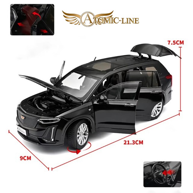 キャデラック XT6 クロスオーバー SUV ミニカー 1/24 全4色 ライト点灯 サウンド 合金モデル 模型 ジオラマ