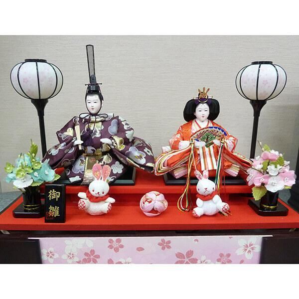 雛人形ケース飾り　ちりめん2人芥子サイズ 雛人形ケース飾りちりめん2人芥子サイズ