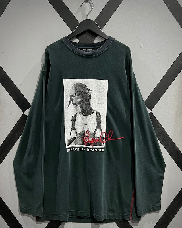 【X VINTAGE】“MAKAVELI BRANDED” Print × Embroidery Design Vintage Oversized L/S T-Shirt