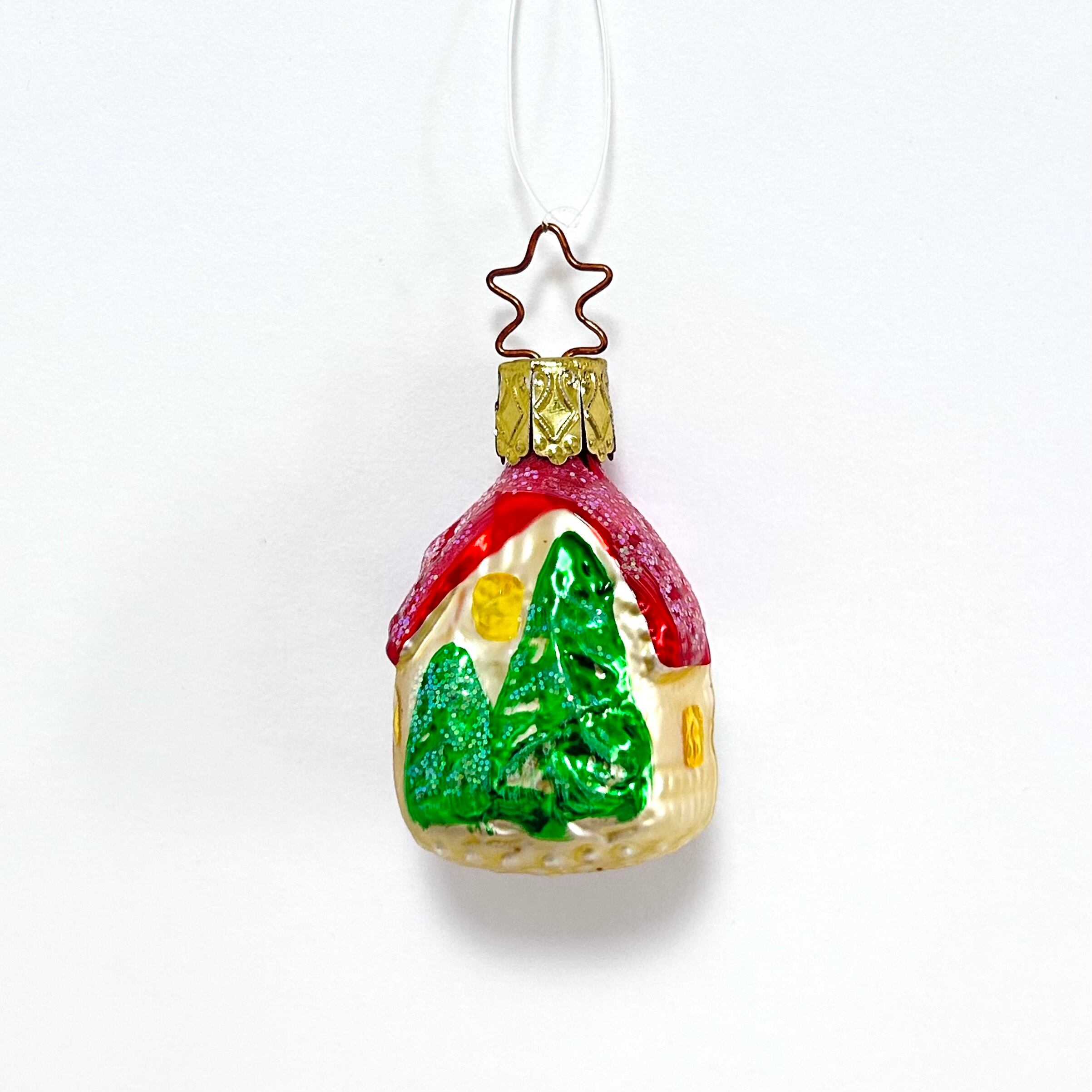 ビンテージ  INGE-GLAS 家 ドイツ製 ガラスオーナメント  7cm　