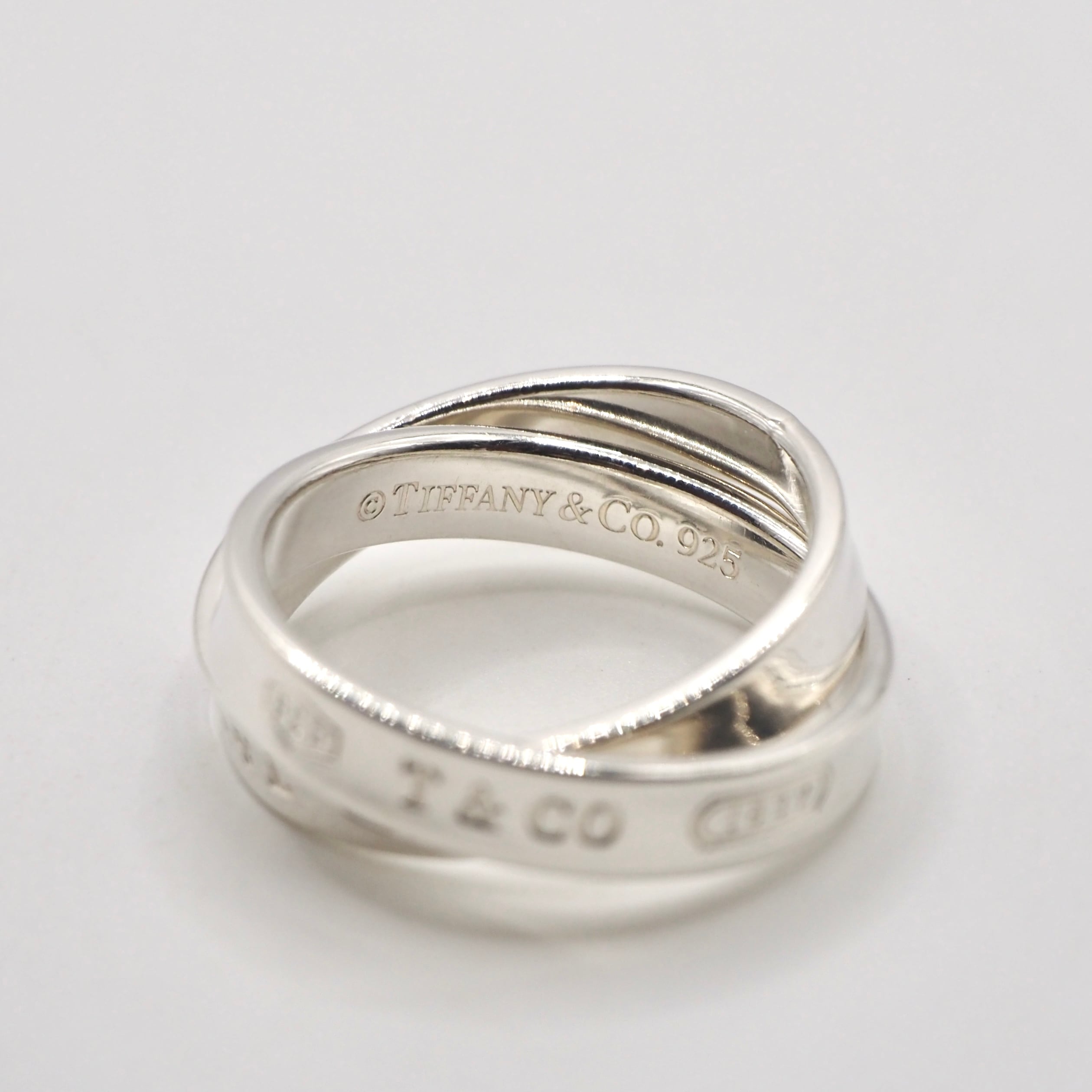 Tiffany&Co. 約8号 インターロッキングナローリング シルバー925