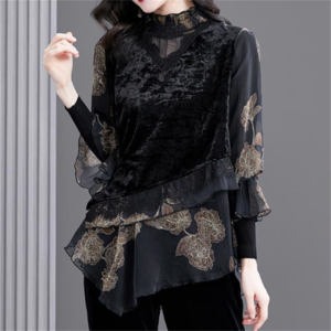 【送料無料】ブラウス ロング丈 秋 カジュアル系 大人可愛い 体型カバー 花柄 30代 40代 レディースファッション 可愛い お出かけ 女子会 デイリーユース お茶会 お呼ばれ 授業参観 大きめ ゆったり ラージサイズ プラスサイズ ママ服