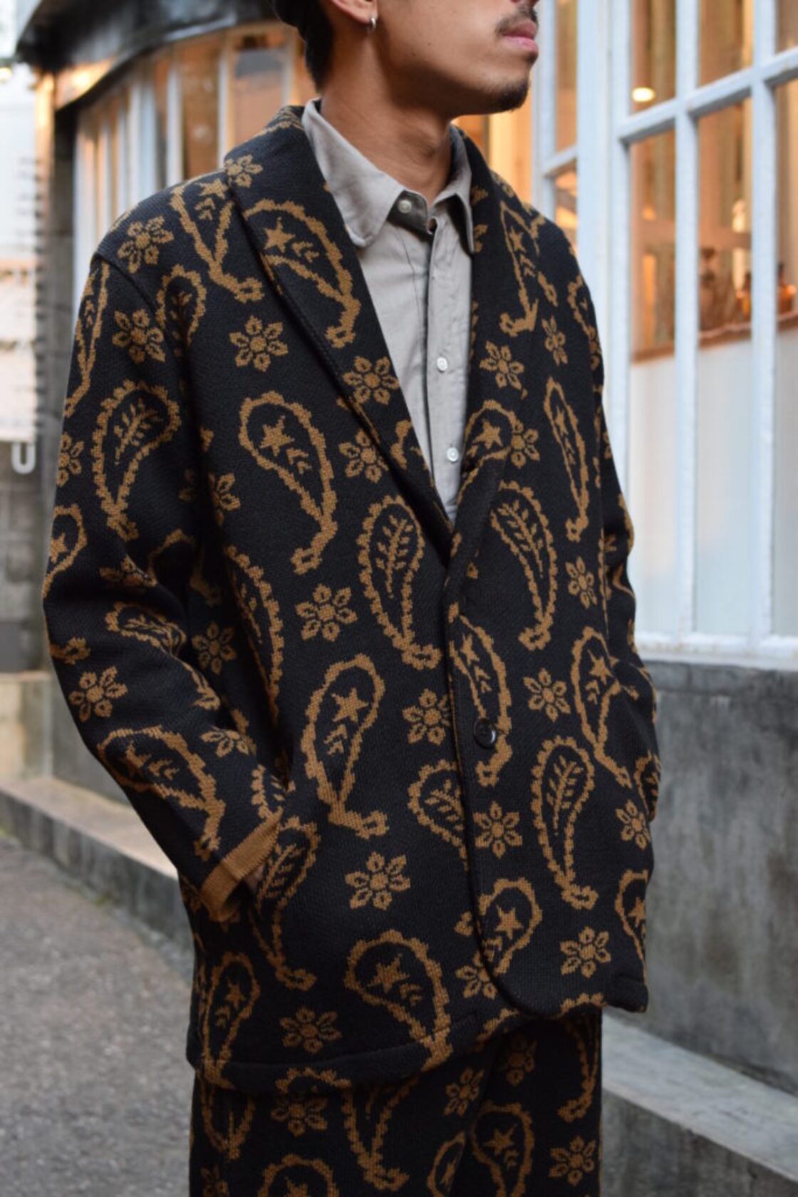 DRESS HIPPY / SMOKING KNIT GOWN (BLACK PAISLEY) | Pay ID