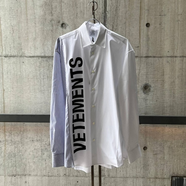 VETEMENTS  CUT-UPLOGOSHIRT  BLUEPURPLE