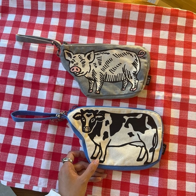 Die-cut pouch　2Type　COW PIG　ダイカットポーチ　牛　豚　アニマル　animal　ポーチ