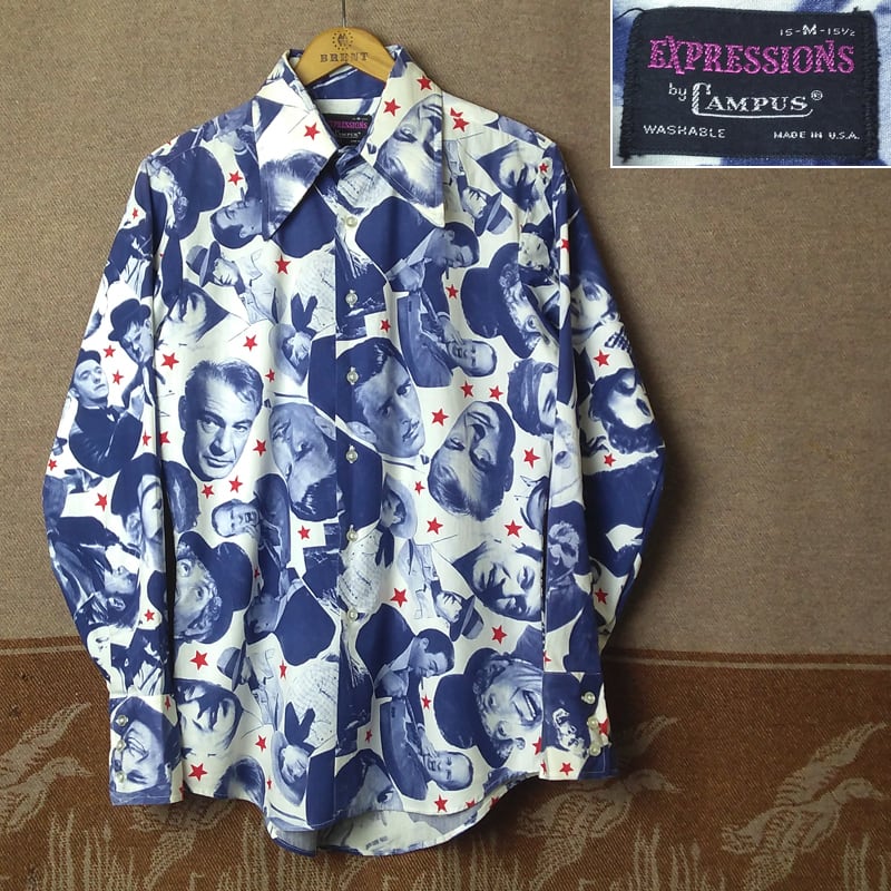 70s EXPRESSIONS by CAMPUS Hollywood Star All Over Photo Print Shirt（M） |  Wonder Wear ヴィンテージ古着ネットショップ powered by BASE