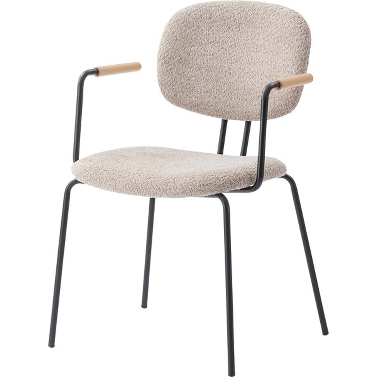 アームチェア PC-366 ダイニングチェア 椅子 イス いす チェア シンプル インダストリアル モダン おしゃれ 木製 天然木 アイアン ブークレ生地 ネイビー ベージュ ダイニング リビング 食卓椅子 ショップ 店舗 カフェ