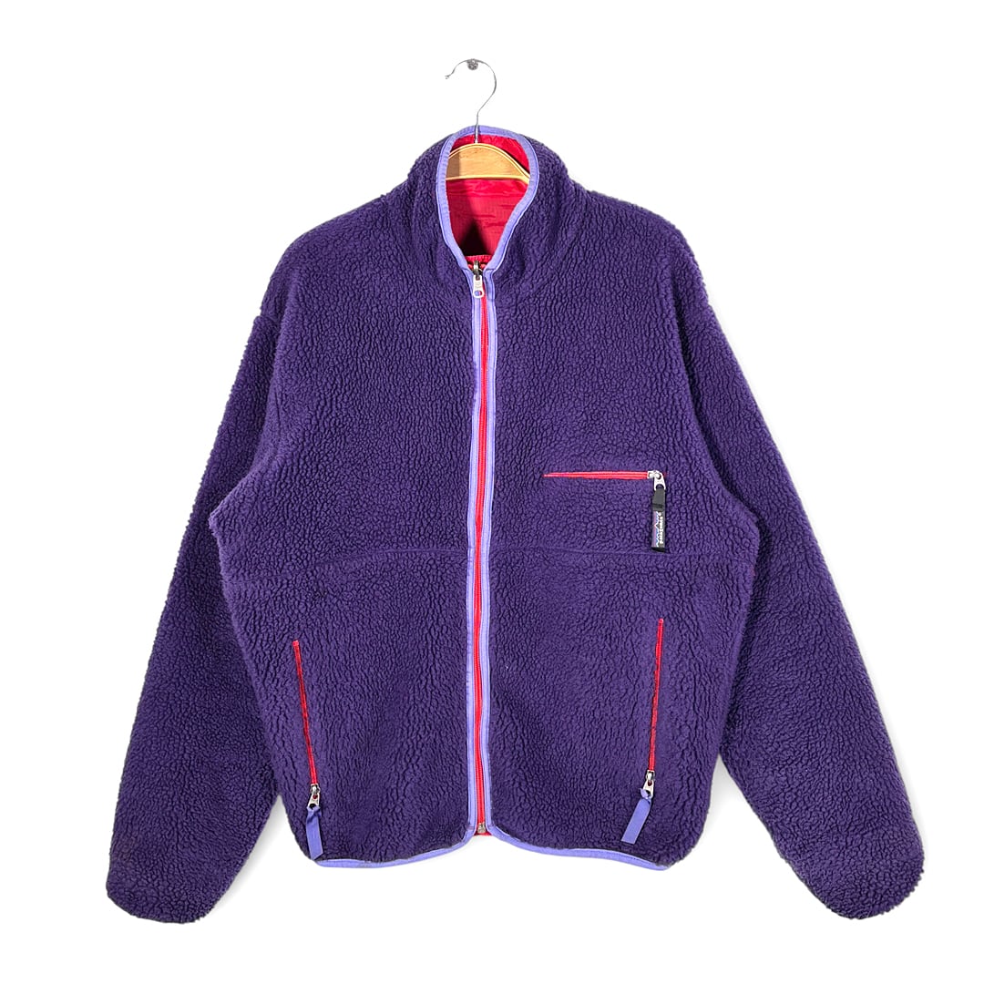 90s パタゴニア エッグプラント グリセード リバーシブル フリースジャケット パープル レッド アウトドア PATAGONIA サイズM 古着 DD0519