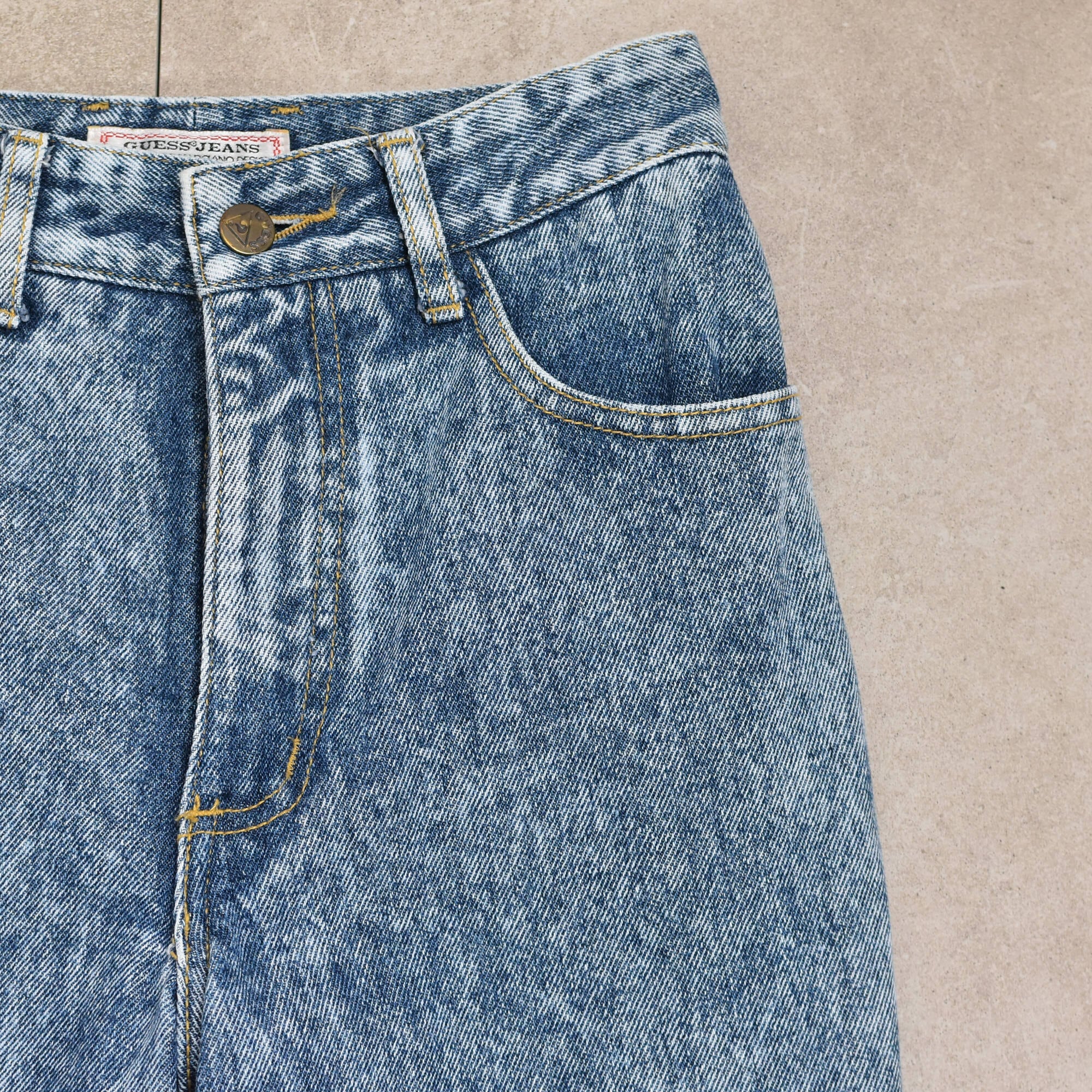 90s USA GUESS JEANS chemical wash denim pants | 古着屋 grin days