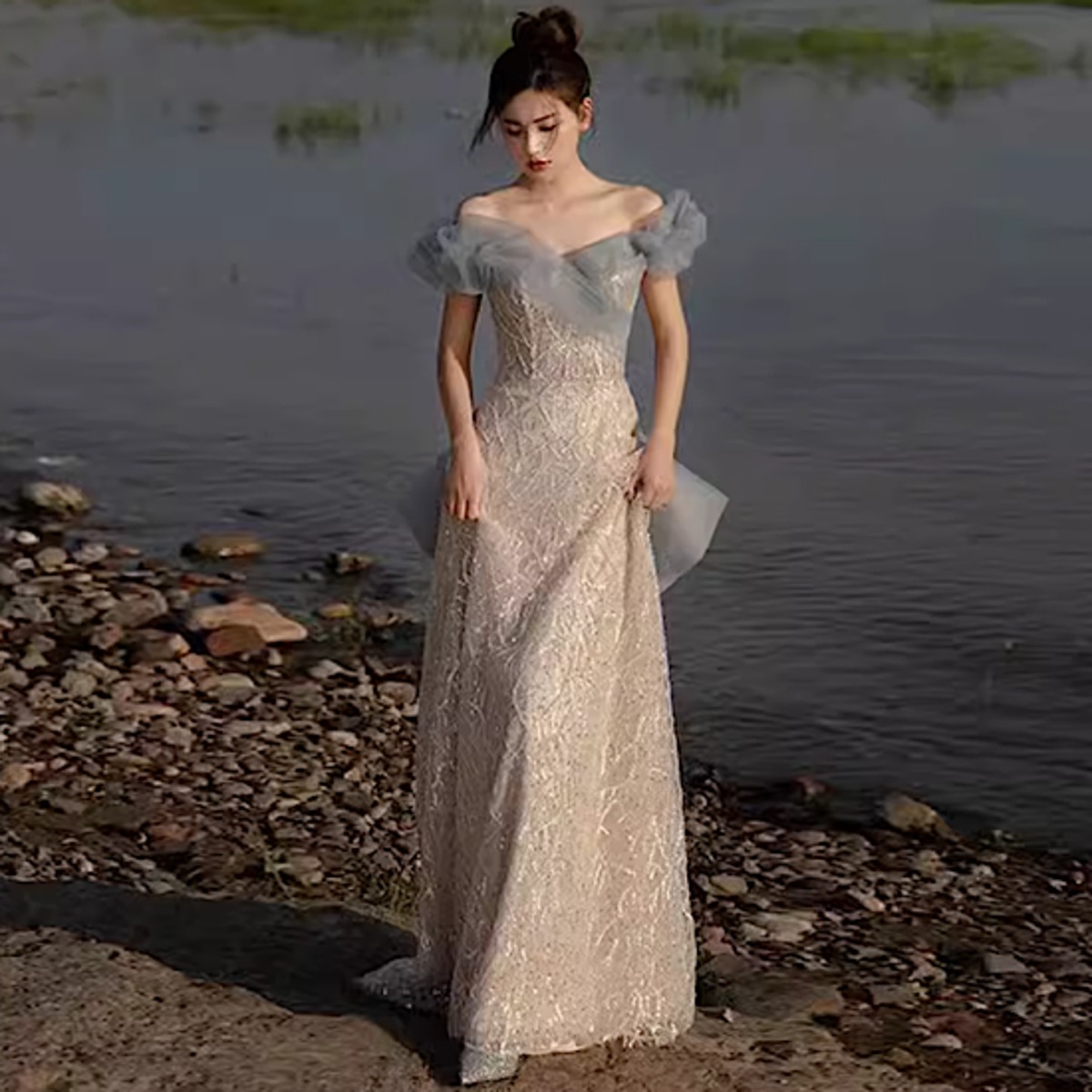 ウェディングドレス オフショルダー セクシー ロング丈 結婚式 e89373c330b31ef982987aafb7c8c6