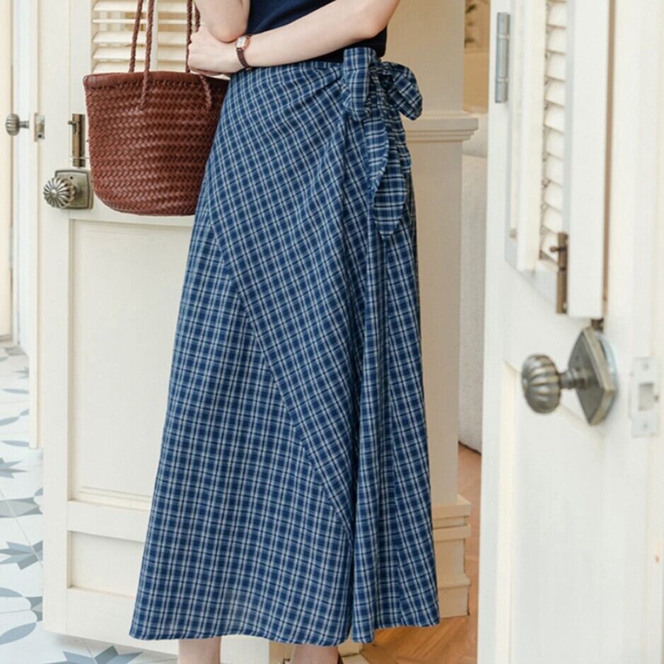 巻きスカート×サイドリボン ロングスカート 00394