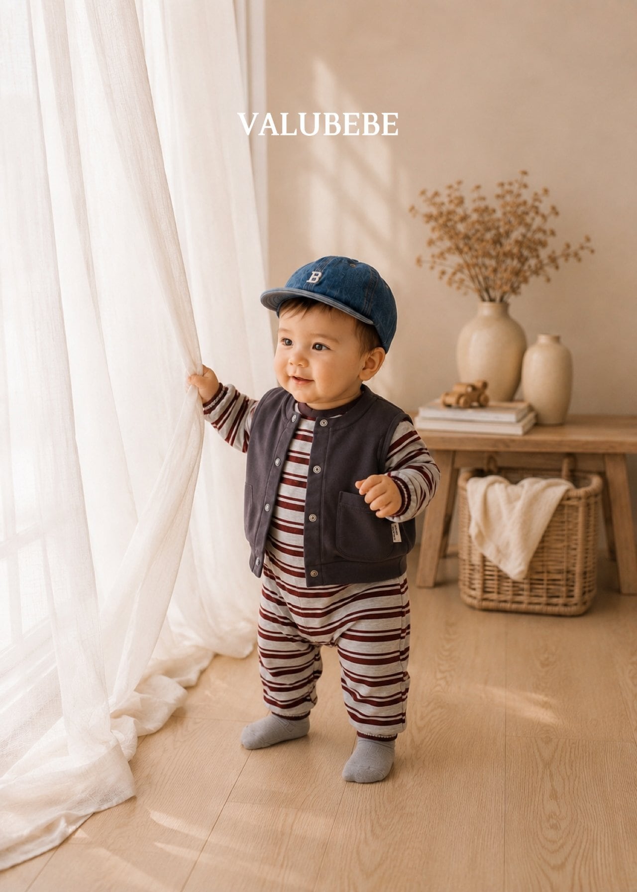 送料無料【予約】/ ホーリーストライプジャンプロンパース / valubebe