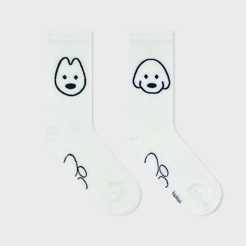 【matsui】DOUBLE FACE DOG WHITE ソックス