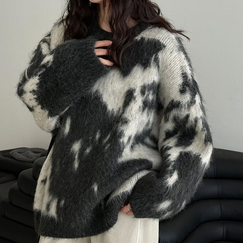 Nuance pattern oversized knit 2 colors V2749