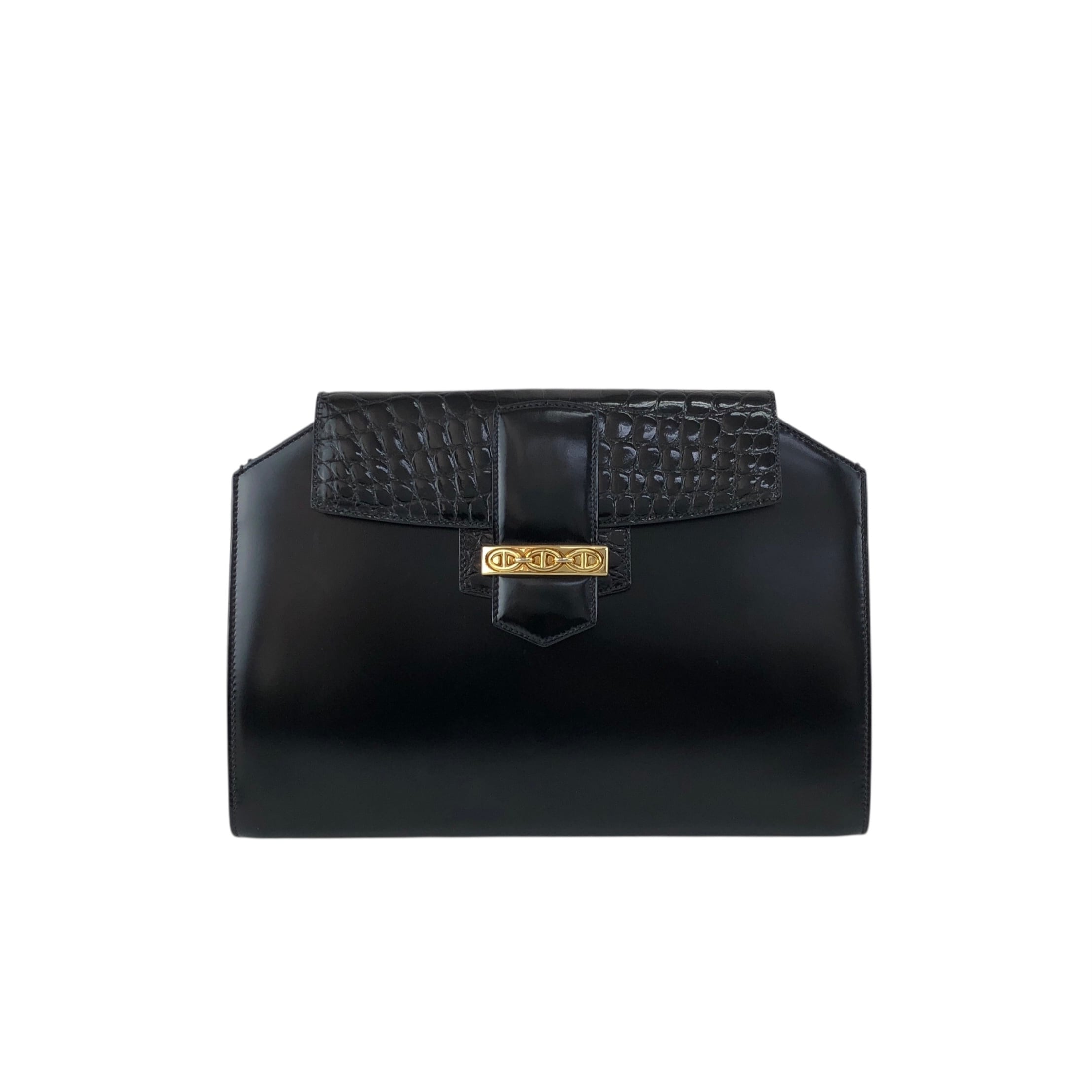 GUCCI グッチ クラッチバッグ ブラック ホースビット レザー クロコ型