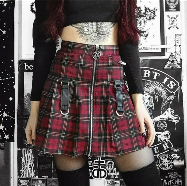FRONT-ZIPP CLASSIC PUNK SKIRT / GOTHIC ARMS