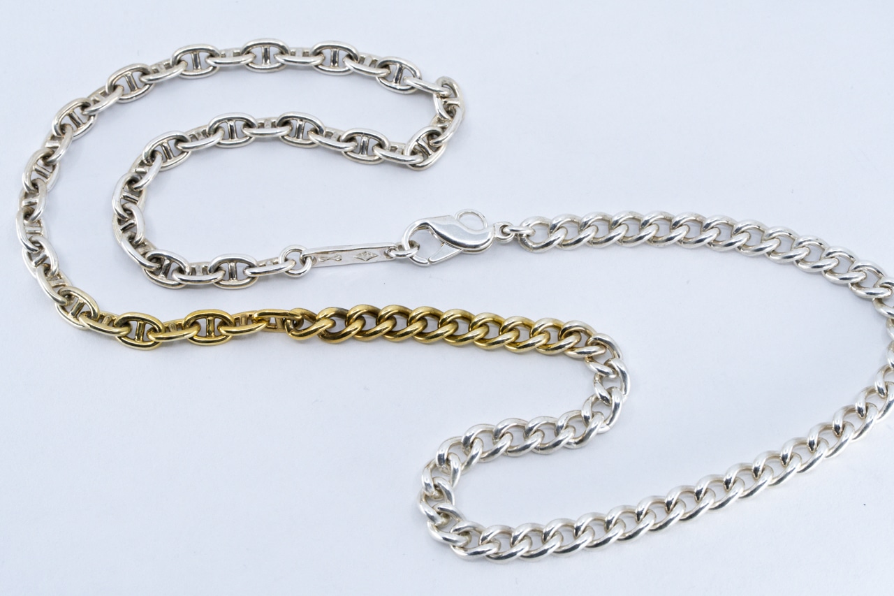 C-056 Interlock chain necklace(TYPE B)(45cm)( 24K Gradient Gold Plated)