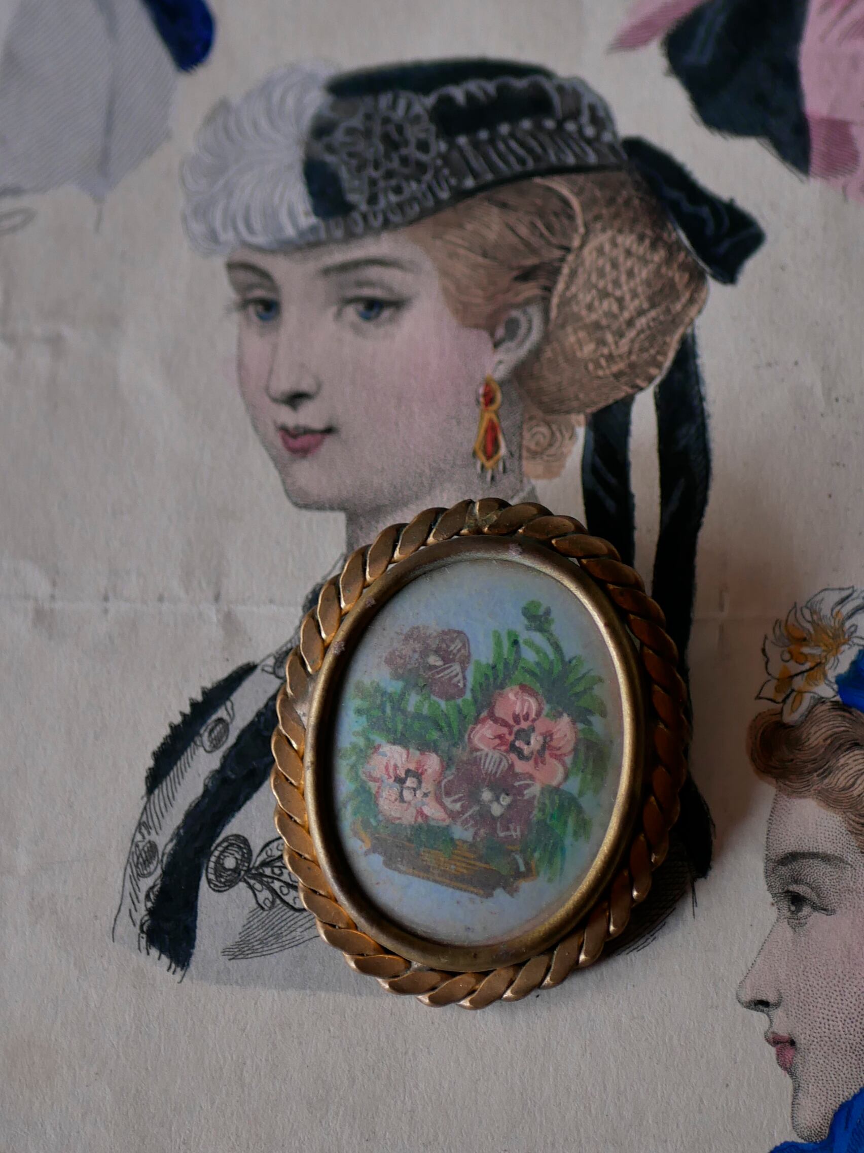 アンティークブローチ アネモネ パニエ フランスアンティーク ブロカント