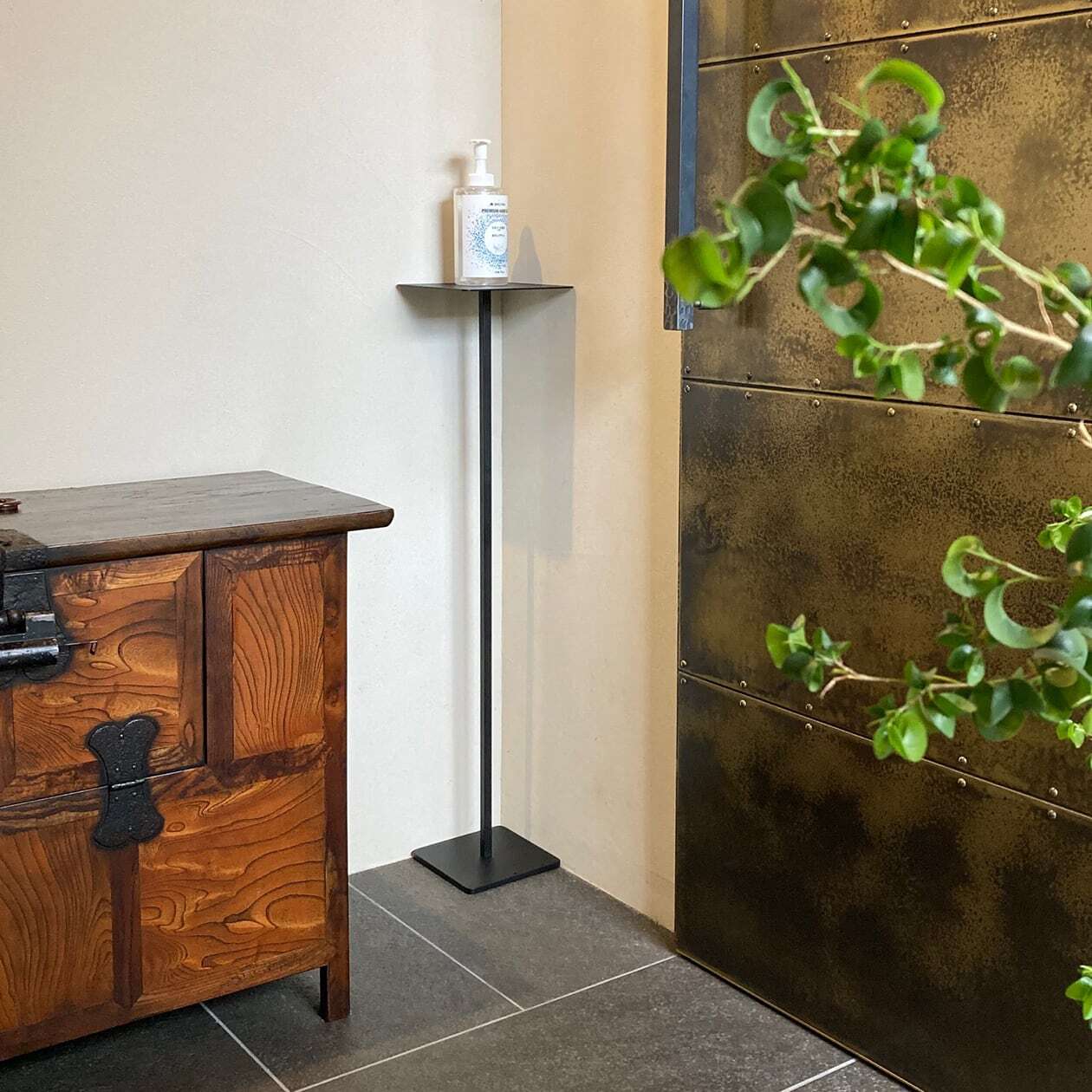 アイアン製 消毒液スタンド 【Te-CL02】 消毒台 アイアンスタンド 受付