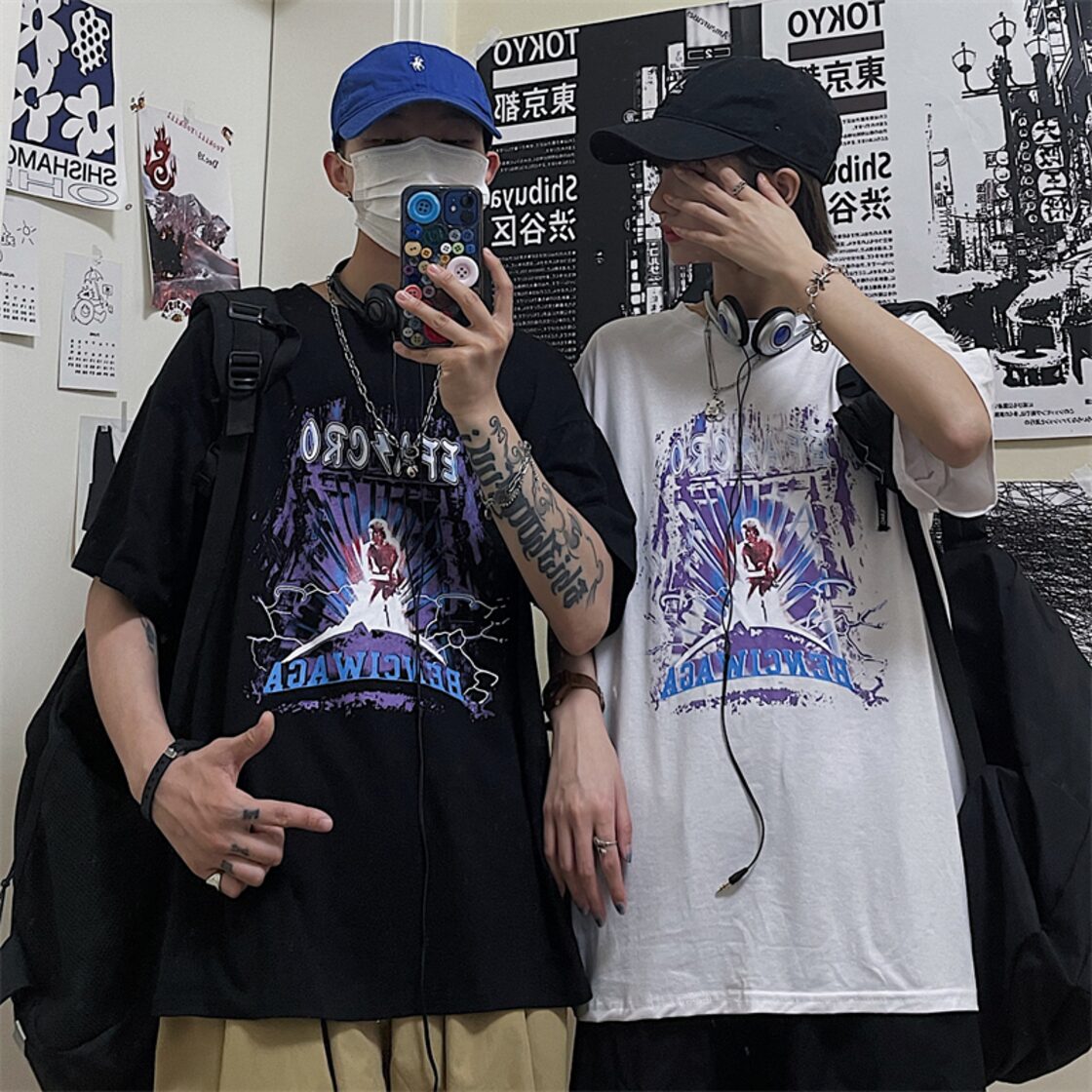 送料無料】KOREA スタンダードプリントルーズTシャツ レディース 