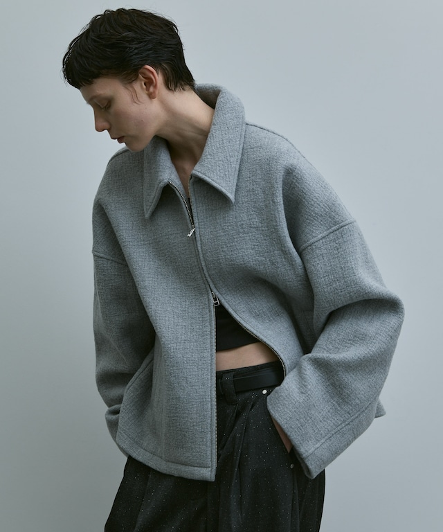 loose crater wool prime jacket / gray