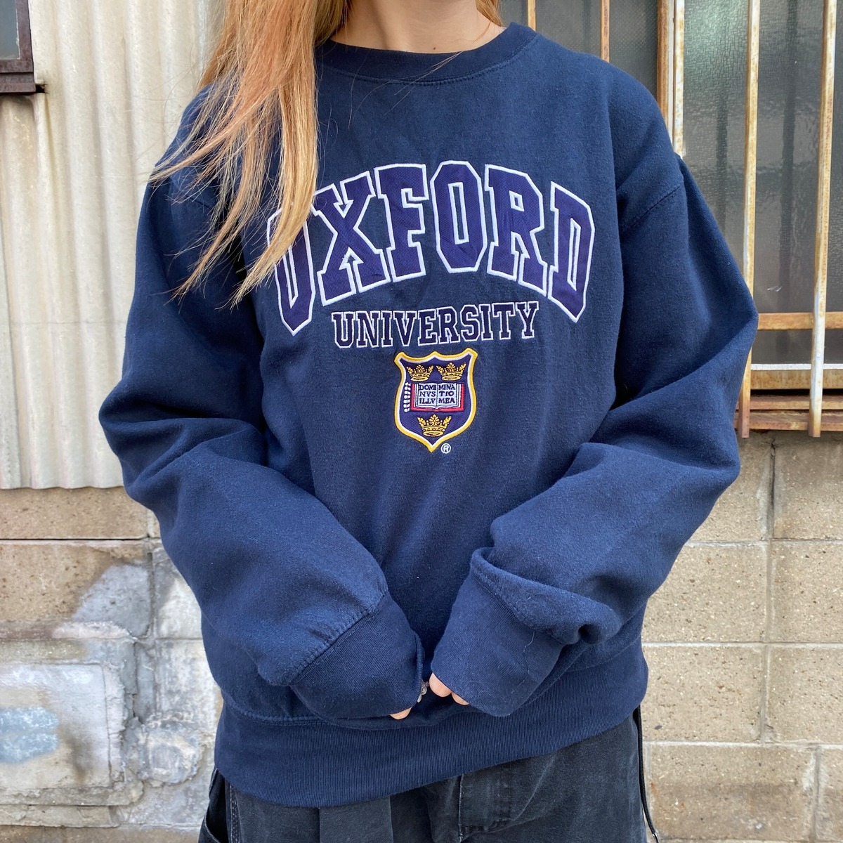 OXFORD オックスフォード大学 カレッジ 3段 ロゴ刺? スウェット メンズ 