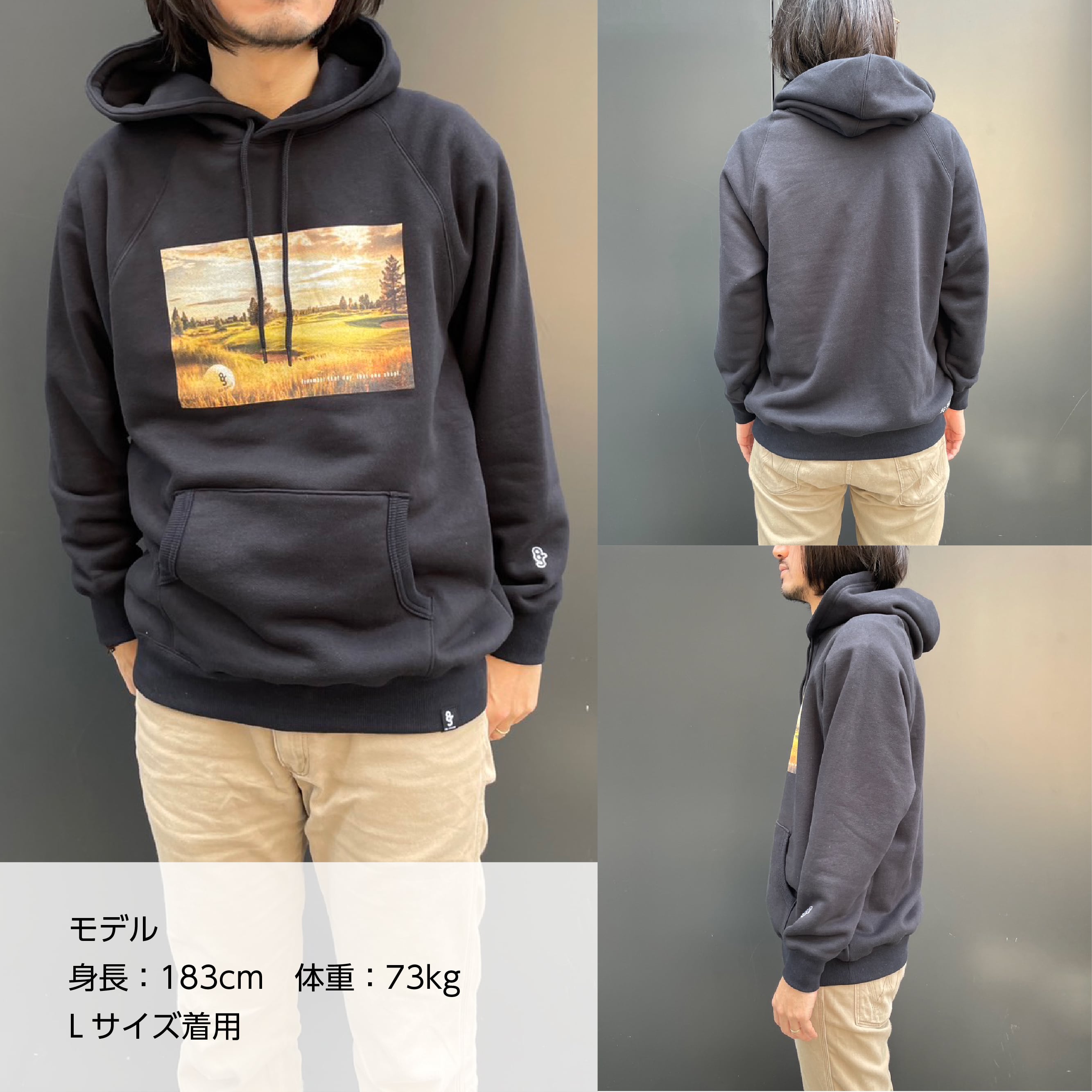 GRAPHIC PRINT SWEAT HOODIE -BLACK- | 8G SHOOT WEBSTORE