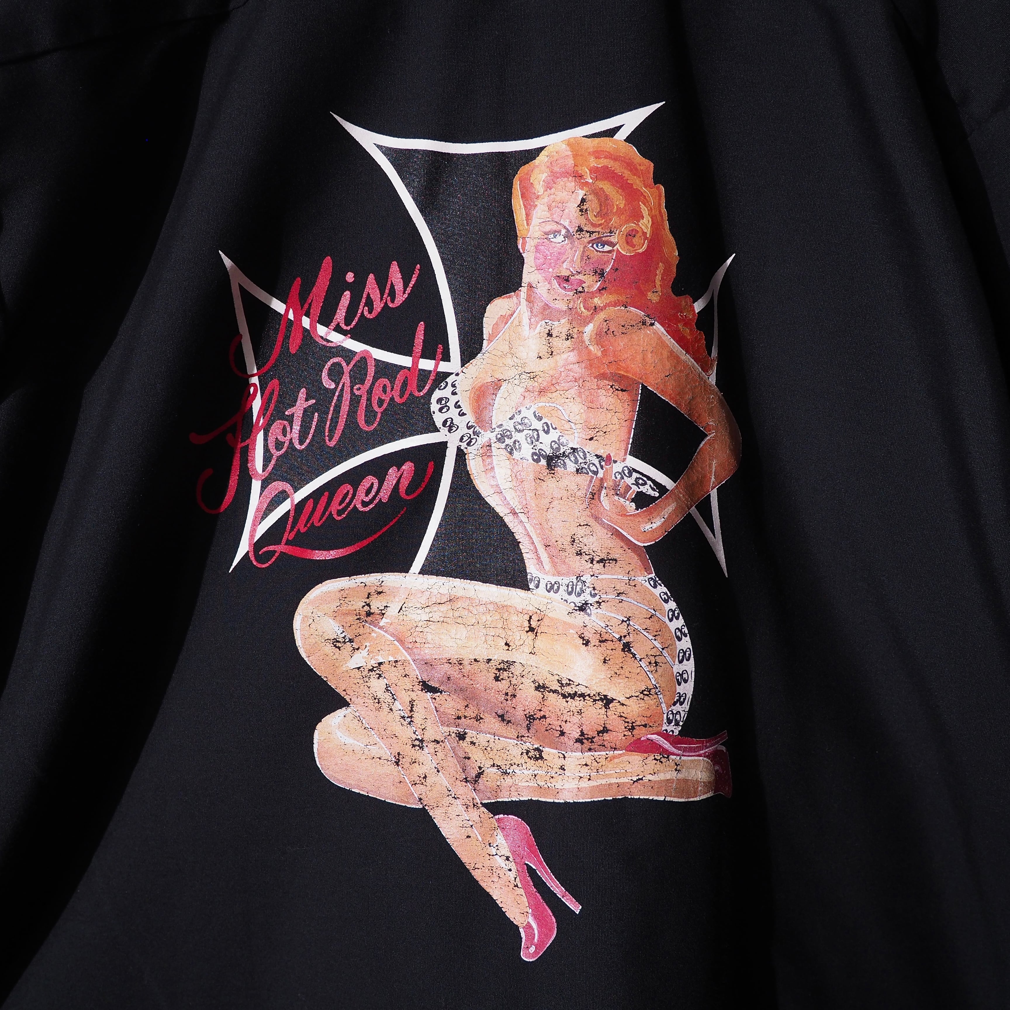 " RED KAP " Glamorous girl Crack printed Vintage loose Work SS shirt