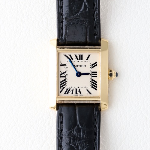 カルティエ タンクフランセーズ SM ゴールド×レザー