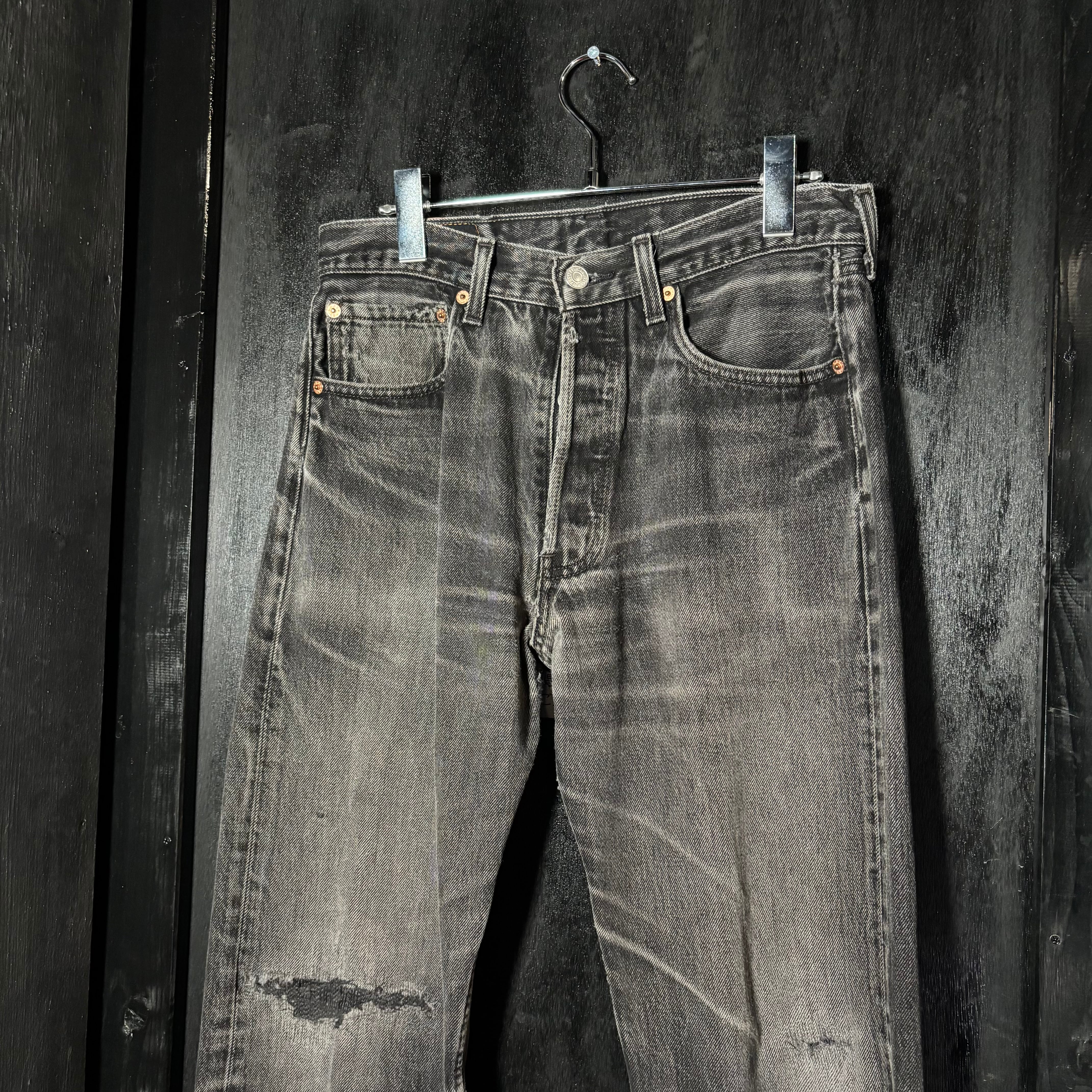 90s USA Levi's501 BLACK denim pantsW31 L30 リーバイス ブラック