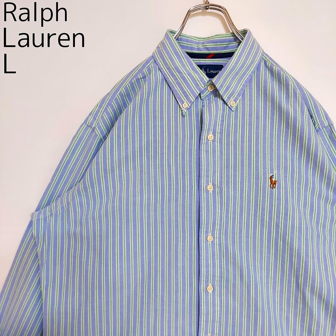ラルフローレン BDストライプシャツ 刺繍ポニー L ブルー 青 緑 茶色 白 | fuufu powered by BASE