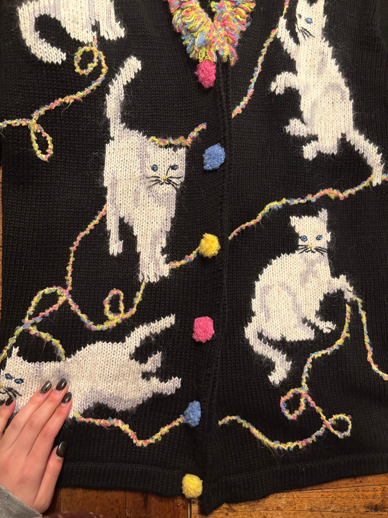 1990's cats motif knit cardigan | ROSE vintage
