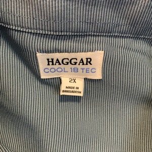 6886  HAGGAR デザインシャツ ストライプ ライン クール仕様 2X