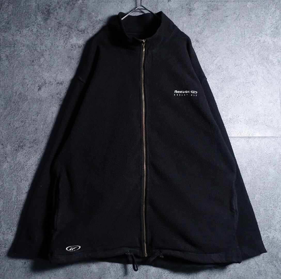 “Reebok” Black Logo Embroidery Design Fleece Jacket