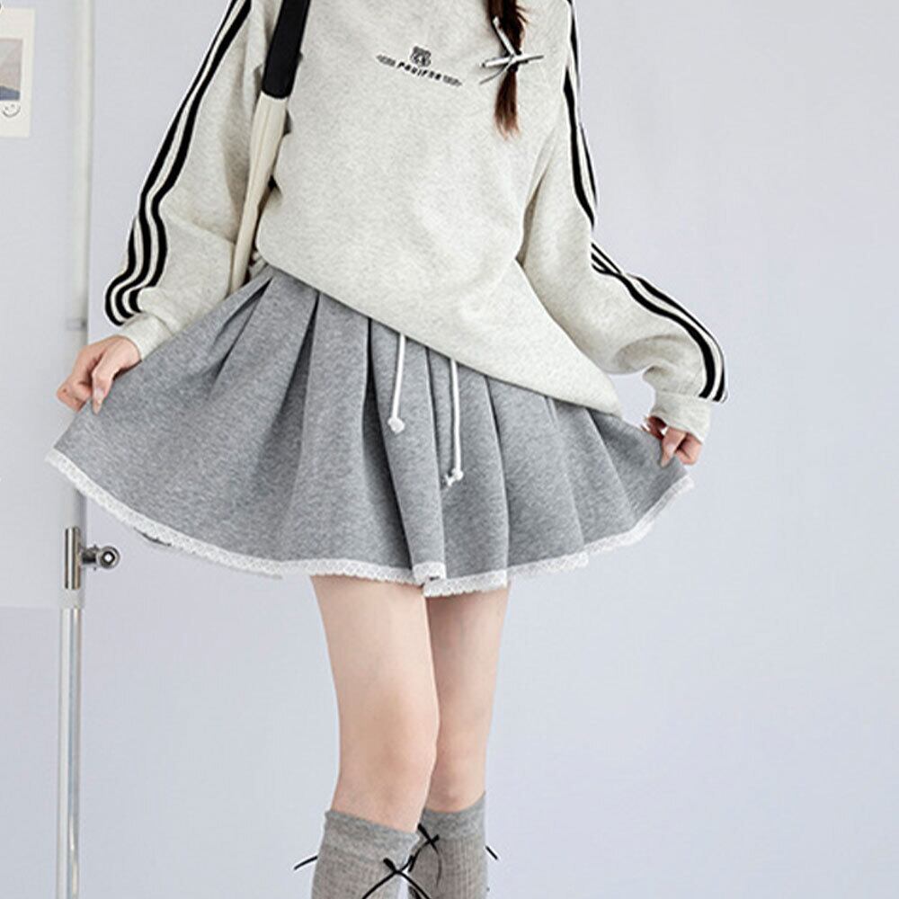 【送料無料】 スウェット プリーツ スカート レディース 春秋 韓国 ミニスカート 大人 かわいい きれいめ カジュアル おしゃれ ゆったり リラックス 大人可愛い 大人女子