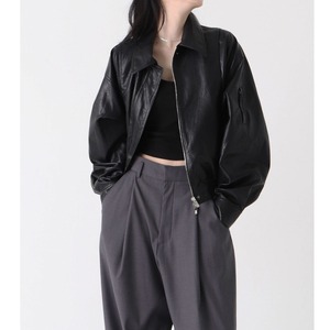 Eco leather zipper jacket＊S-950