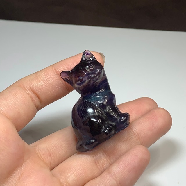 8.ちょこんと座っている可愛いフローライトねこ