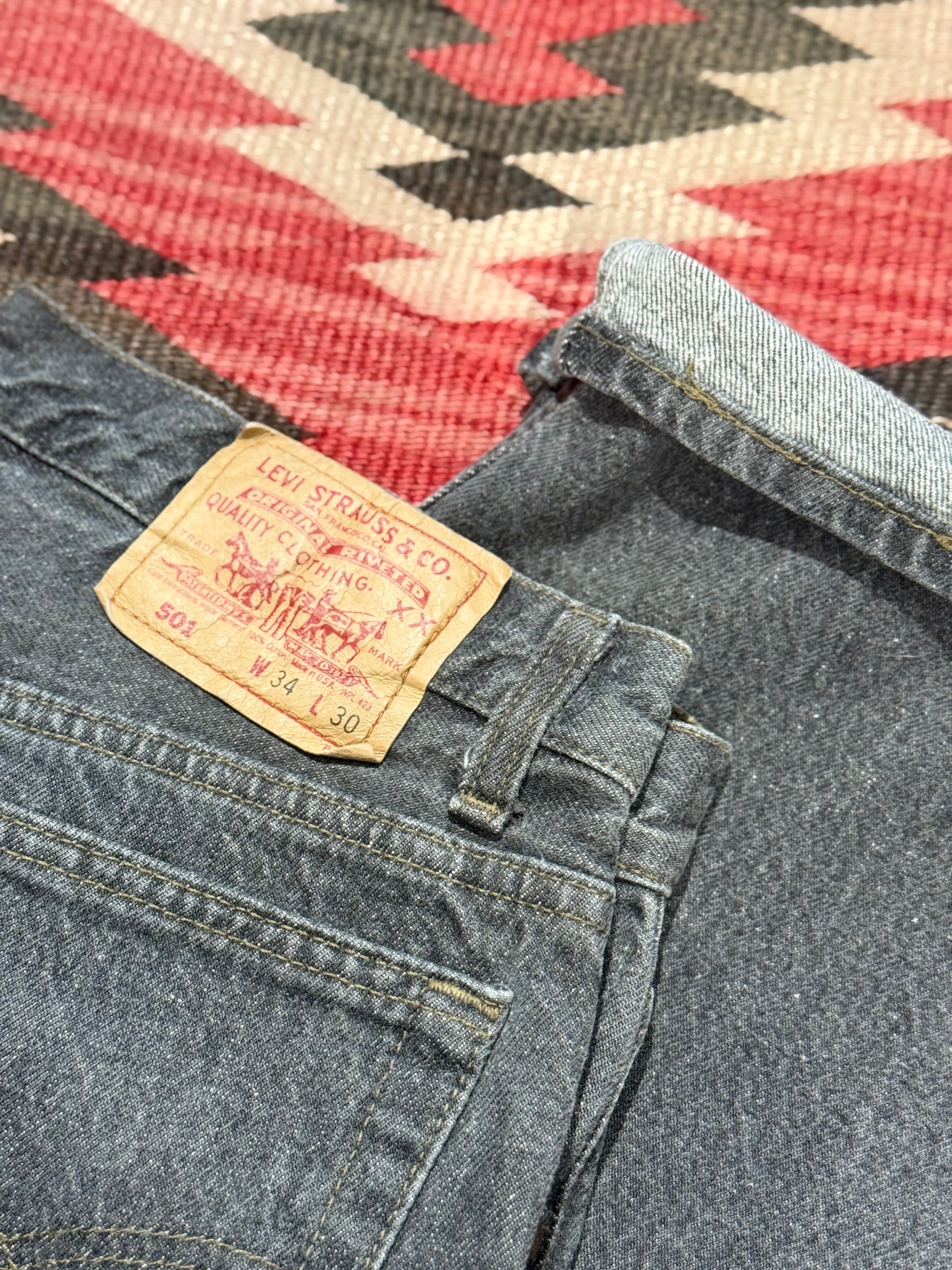 1990's Levi's 501 DENIM PANTS 先染め黒 GOLDEN SIZE!!! SIZE : W34