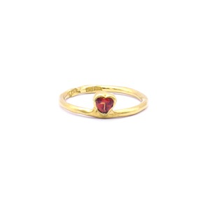 "Melty Heart series" thin ring with color stone - gold
