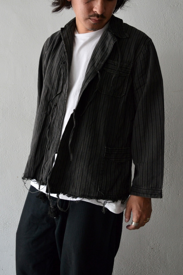 VENTITANK PROJECT Bulgarian Army 1950's-60's Dead Stock Custom Remade & Dyed Sumi Kuro Sleeping Shirt Jacket Type Black ブルガリア軍 スリーピングシャツ ジャケット 50s 黒染め