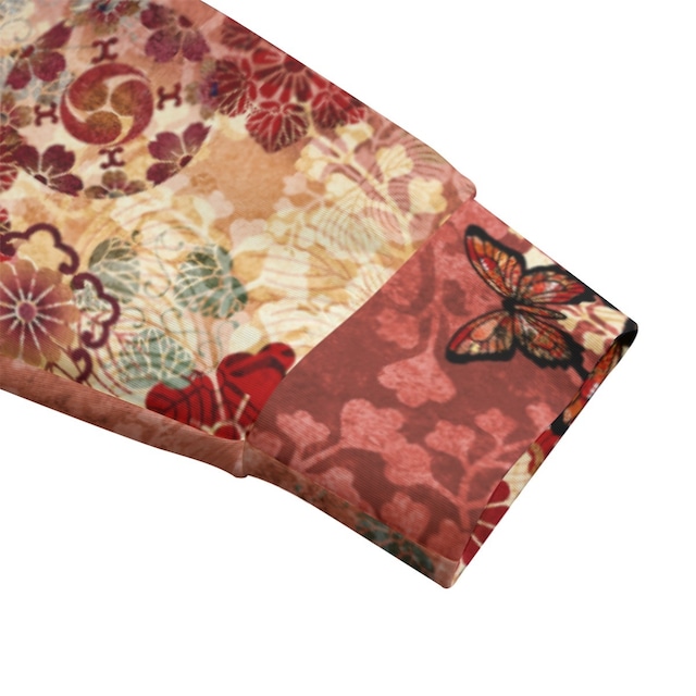 和紋様装飾　珊瑚　和柄　ユニセックスパーカー　ラグランスリーブ