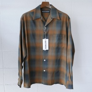 WACKOMARIA OMBRE CHECK OPEN COLLAR SHIRT