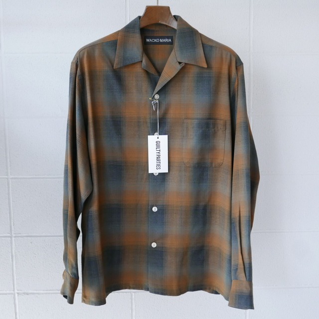 WACKOMARIA OMBRE CHECK OPEN COLLAR SHIRT