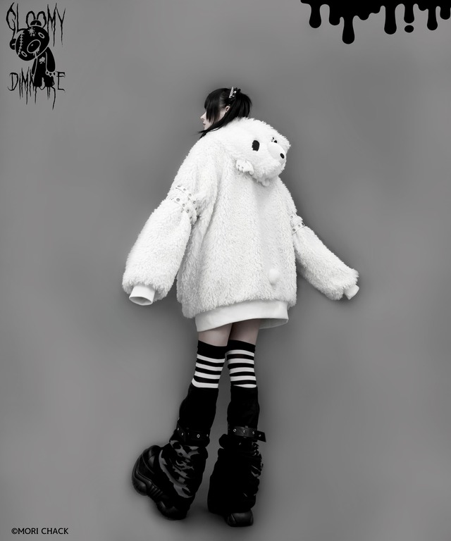 【GLOOMY×DimMoire】グルーミーボアパーカー【White】