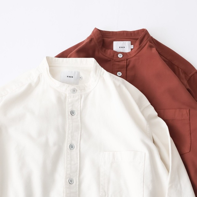 リネン RINEN 	40/1ライトモールスキン スタンドカラーオーバーサイズシャツ(R37505)全2色
