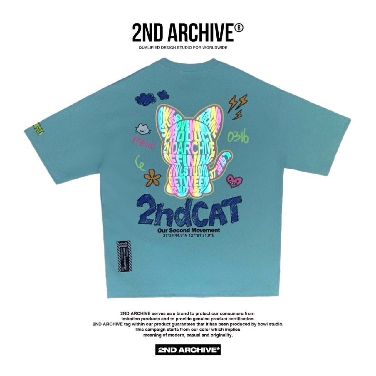 2ND007 2NDARCHIVE Tシャツ 韓国ファッション オーバーサイズ ユニセックス
