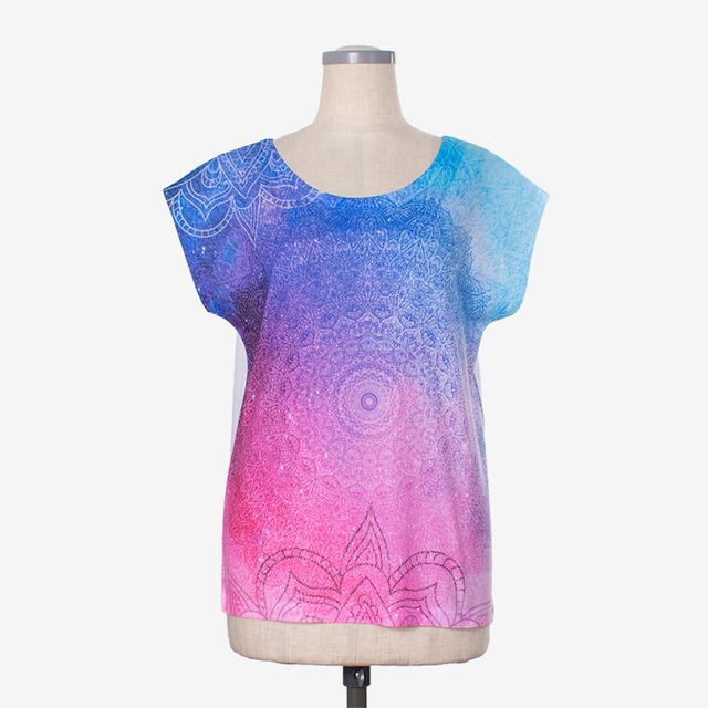 ヨガプリントTシャツ マンダラ７　Yoga print T-shirt Mandala7